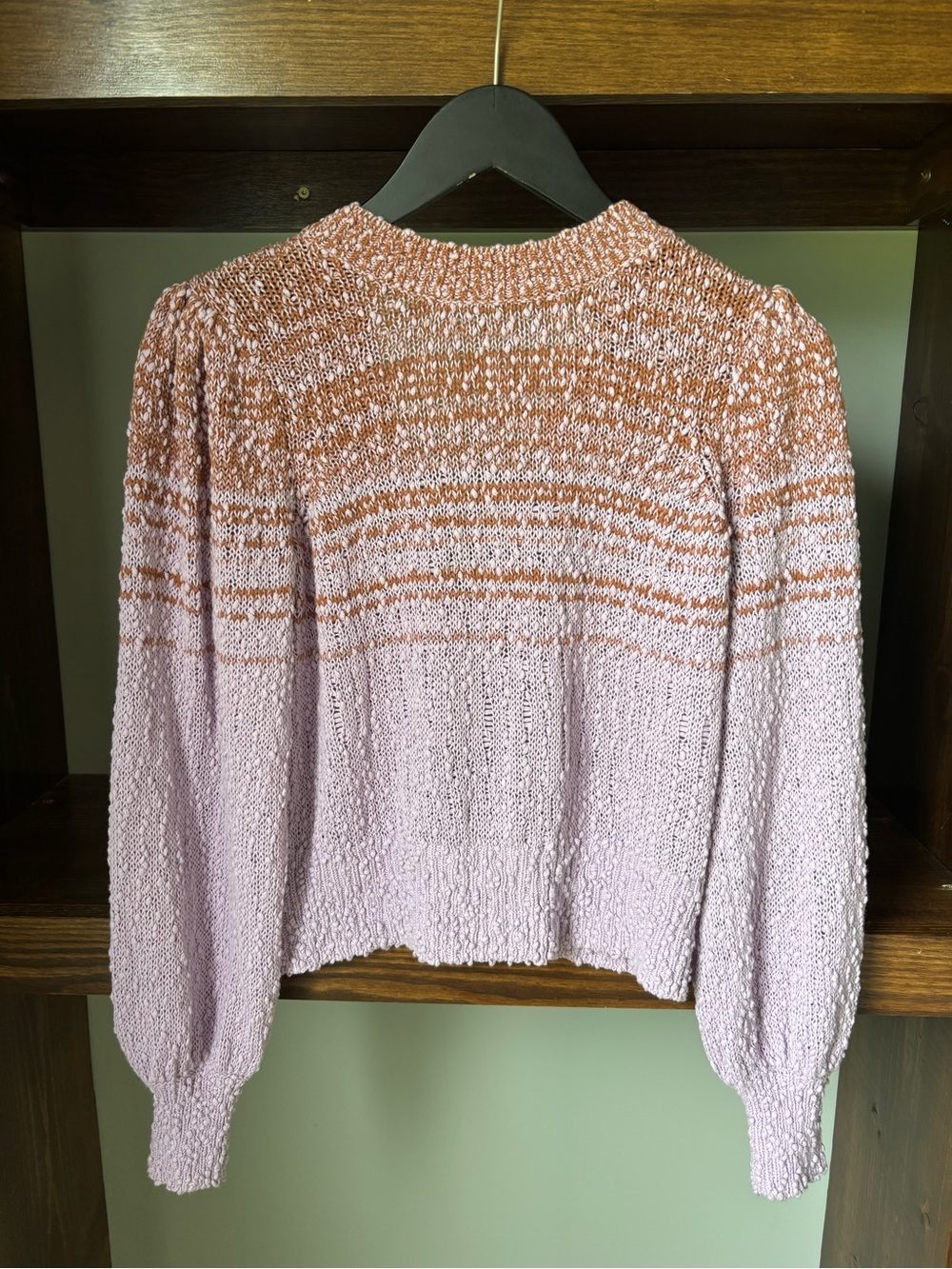J.Crew Lilac and Rust Striped Reversible Sweater